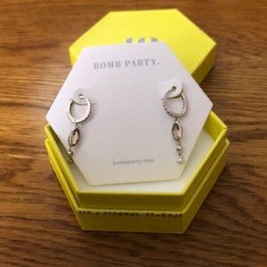 Bomb party earrings 925 sterling silver peach topaz